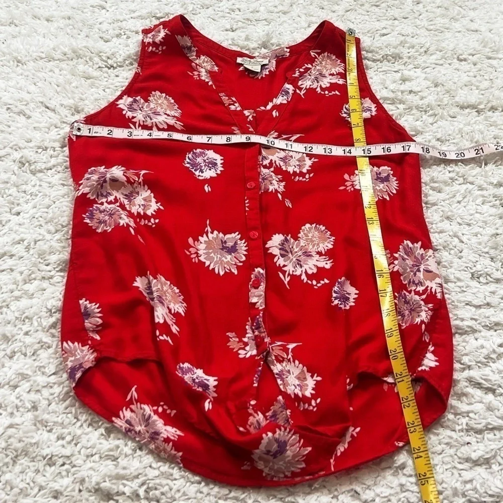 Lucky Brand Floral Button Down Tie Front Tank Top Red Purple White Women’s S - Picture 5 of 8